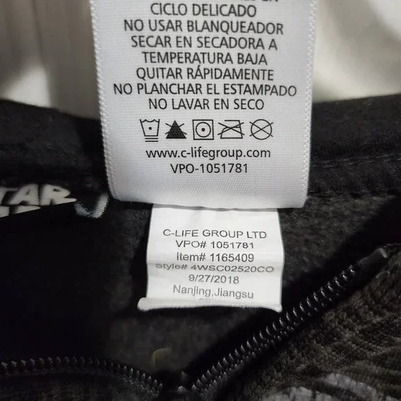 Star Wars Darth Vader Heather Gray Full Zip Hoodie Adult Size Large Lucasfilm - Picture 5 of 8